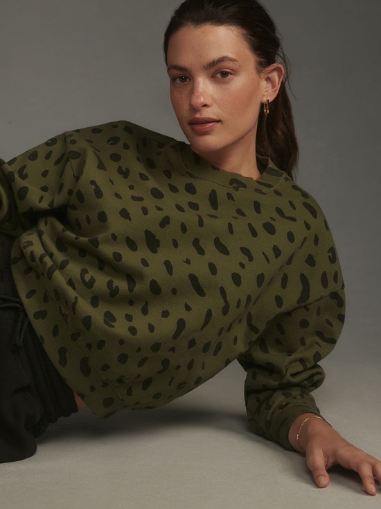 Clare V Tops - Clare V. Green Leopard-Print Le Drop Sweatshirt